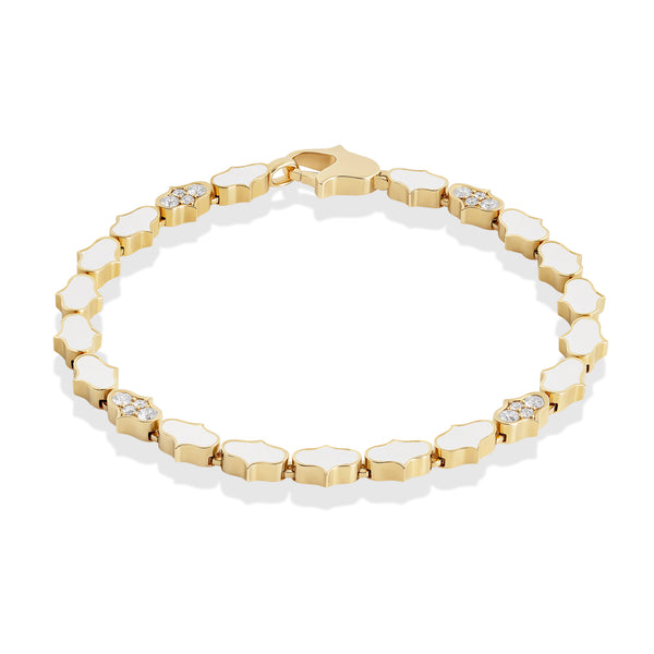 COBRA BRACELET WITH WHITE CERAMIC ENAMEL AND DIAMONDS