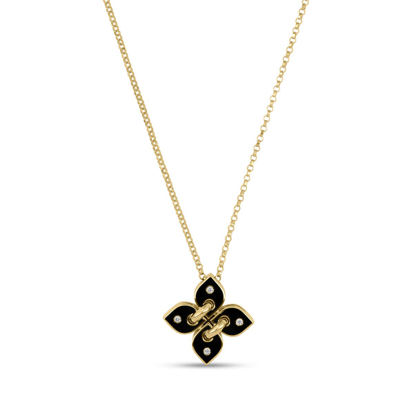 LOVE IN VERONA NECKLACE WITH BLACK CERAMIC ENAMEL AND DIAMONDS