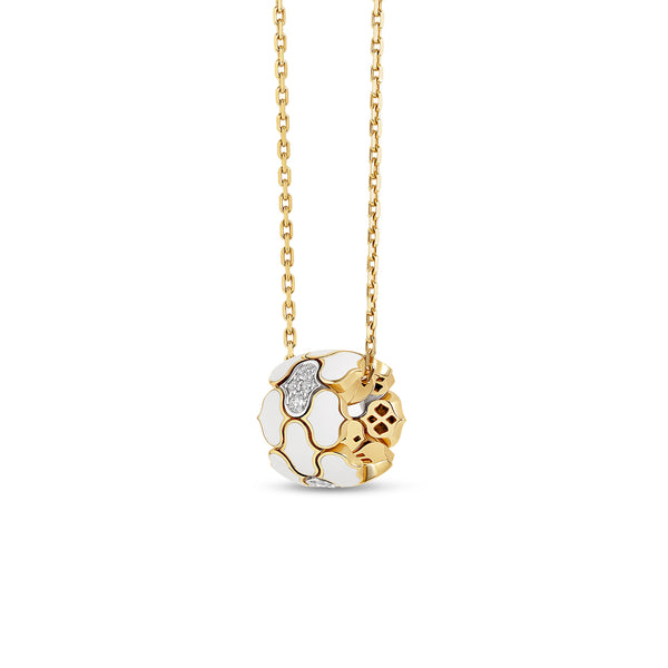 COBRA NECKLACE WITH WHITE CERAMIC ENAMEL AND DIAMONDS