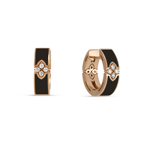 ORECCHINI LOVE IN VERONA CON SMALTO CERAMICO NERO E DIAMANTI