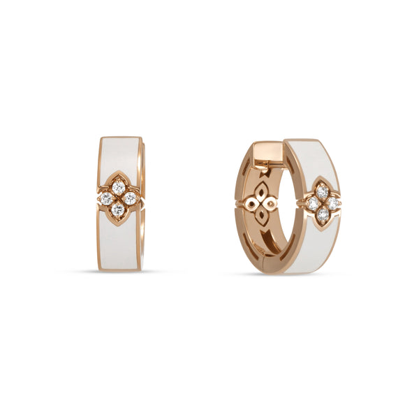 ORECCHINI LOVE IN VERONA CON SMALTO CERAMICO BIANCO E DIAMANTI