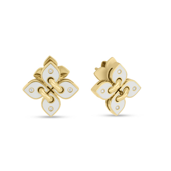 LOVE IN VERONA EARRINGS WITH WHITE CERAMIC ENAMEL AND DIAMONDS