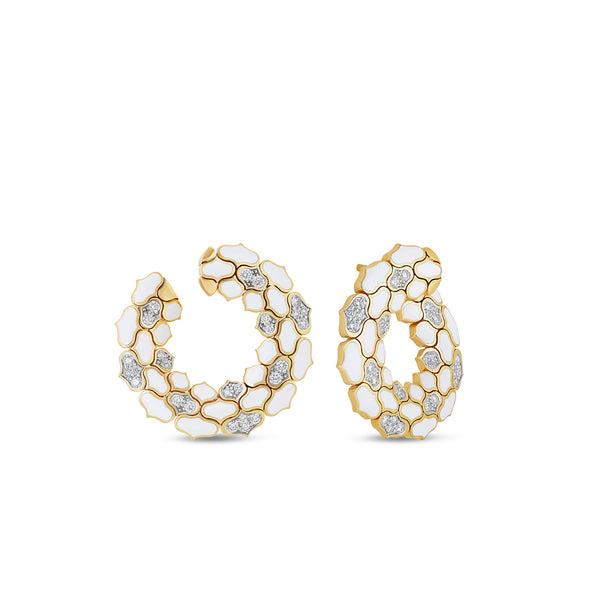 COBRA EARRINGS WITH WHITE CERAMIC ENAMEL AND DIAMONDS