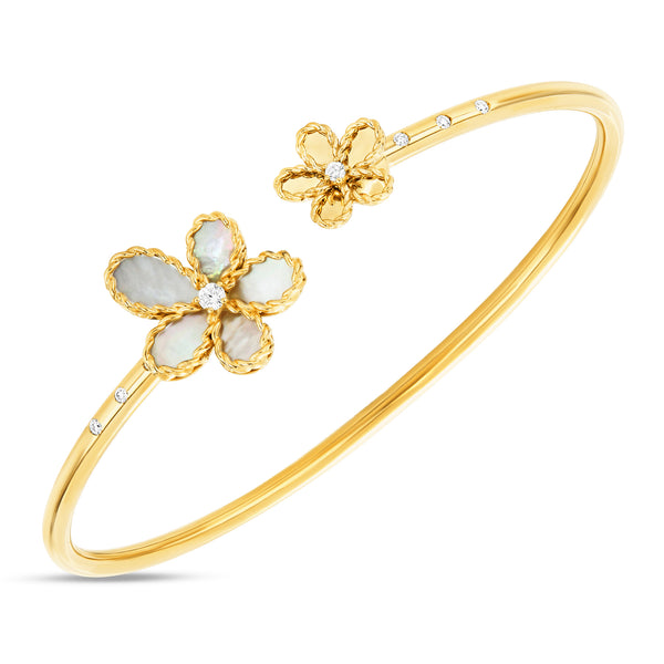 BRACCIALE RIGIDO JASMINE CON DIAMANTI E MADREPERLA