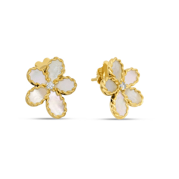 JASMINE EARRINGS WITH DIAMONDS AND MOTHER OF PEARL