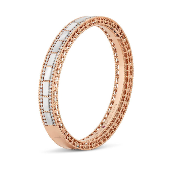 BRACCIALE RIGIDO ART DECO CON MADREPERLA E DIAMANTI