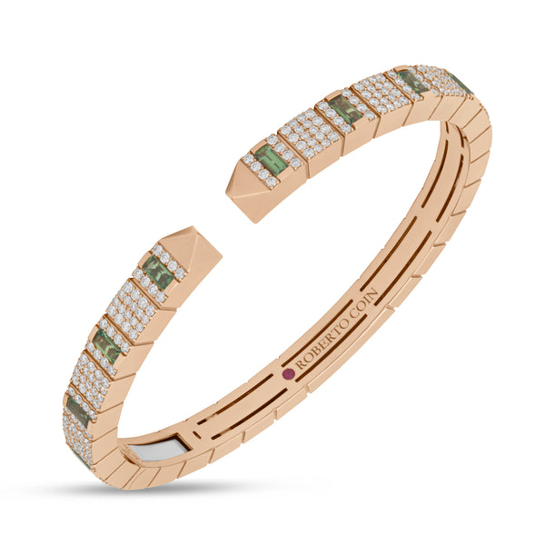BRACCIALE RIGIDO SAUVAGE PRIVÉ CON DIAMANTI E GREEN TOURMALINE