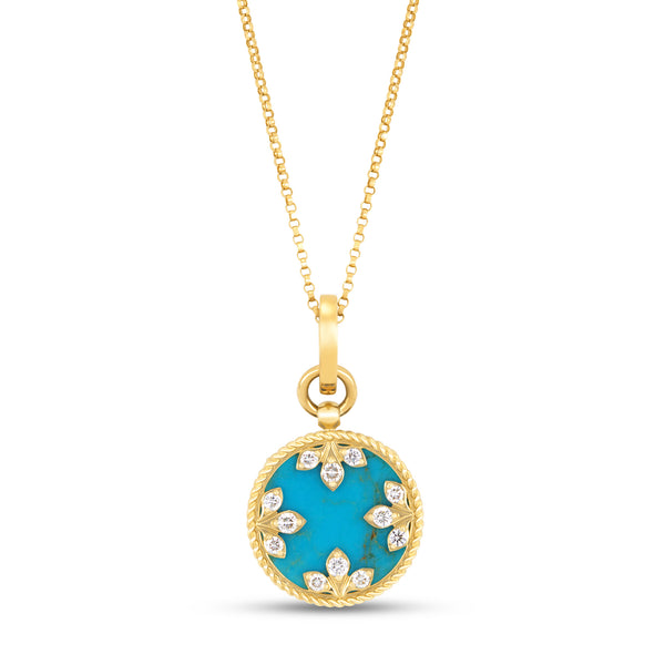 COLLANA VENETIAN MEDALLIONS CON DIAMANTI E TURCHESE