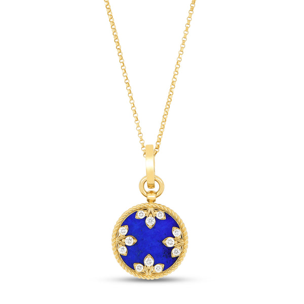 VENETIAN MEDALLIONS COLLAR WITH DIAMONDS AND LAPIS