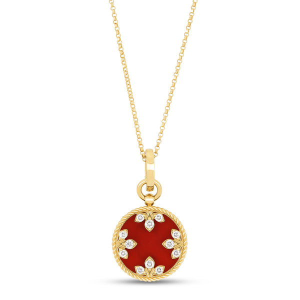 COLLANA VENETIAN MEDALLIONS CON DIAMANTI E AGATA ROSSA