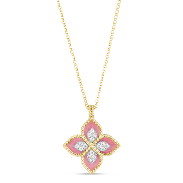 PRINCESS FLOWER COLLAR WITH DIAMOND AND RHODONITE