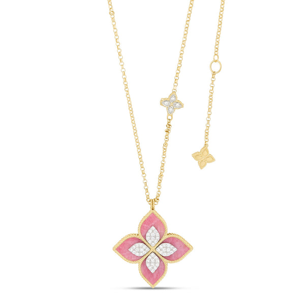 COLLANA PRINCESS FLOWER CON DIAMANTE E RODONITE