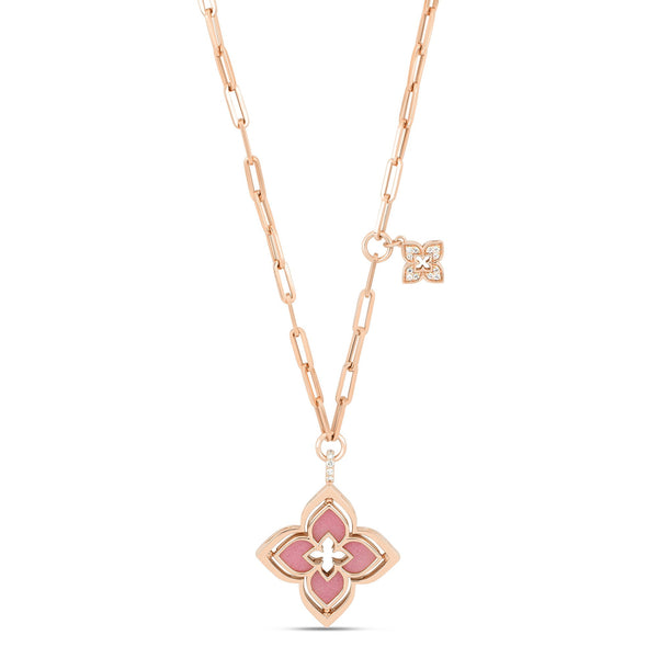 VENETIAN PRINCESS COLLAR WITH DIAMONDS AND RHODONITE