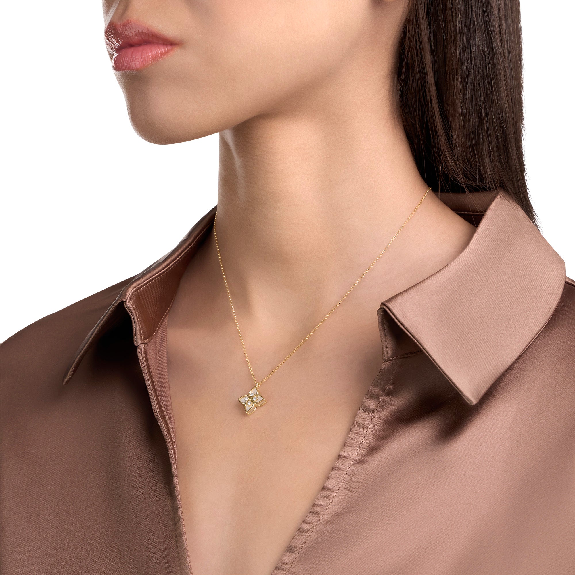 PRINCESS FLOWER NECKLACE FOR CAROUSEL WITH DIAMONDS AND MOTHER OF