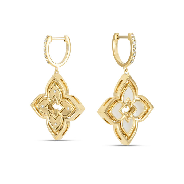 VENETIAN PRINCESS EARRINGS WITH DIAMONDS AND MOTHER OF PEARL