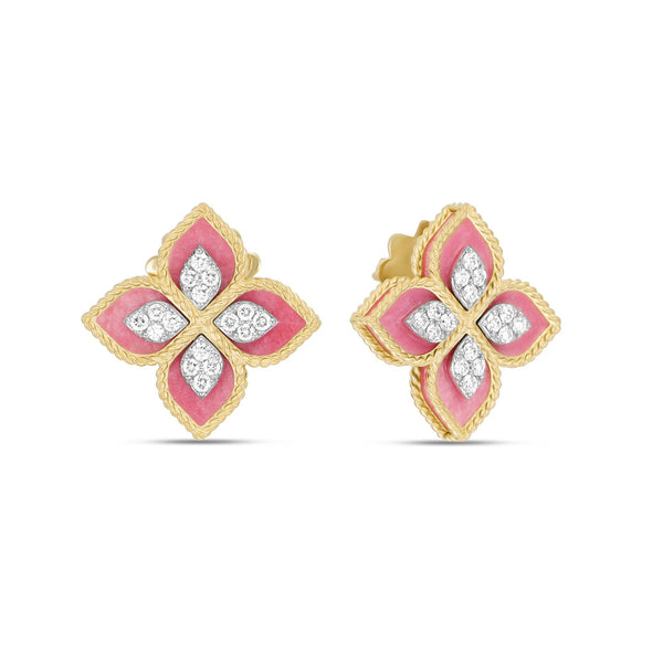 ORECCHINI PRINCESS FLOWER CON DIAMANTI E RODONITE