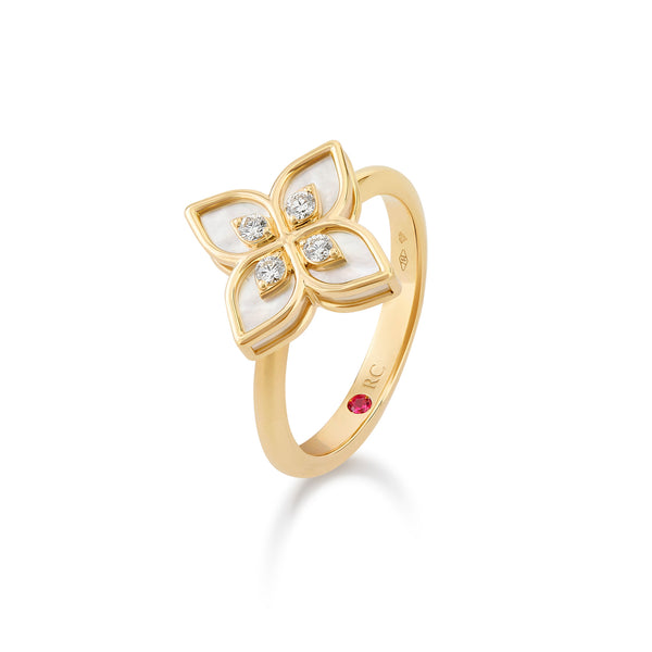 ANELLO PRINCESS FLOWER PER CAROUSEL CON DIAMANTI E MADREPERLA