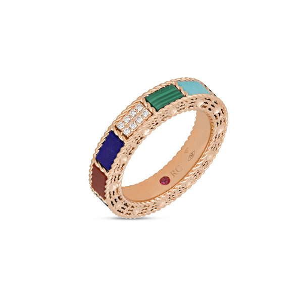 ANELLO ART DECO CON PIETRE COLORATE E DIAMANTI