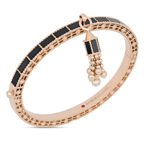 BRACCIALE RIGIDO ART DECO CON GIADA NERA E DIAMANTI