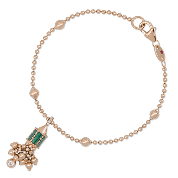 BRACCIALE ART DECO CON MALACHITE E DIAMANTI