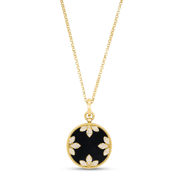 VENETIAN MEDALLIONS COLLAR WITH DIAMONDS AND BLACK JADE
