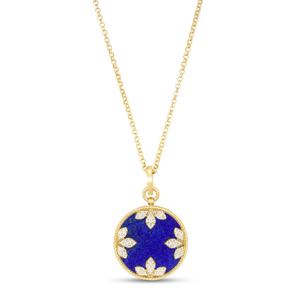 VENETIAN MEDALLIONS COLLAR WITH DIAMONDS AND LAPIS