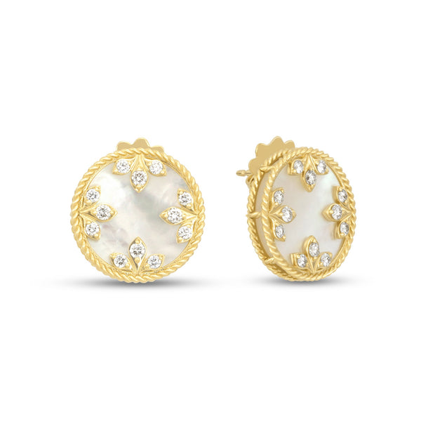 ORECCHINI VENETIAN MEDALLIONS CON DIAMANTI E MADREPERLA