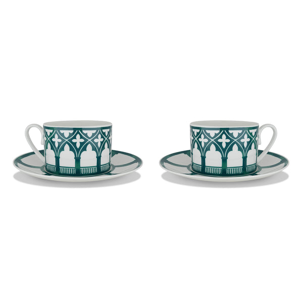 TAZZA DA TÈ E PIATTINO IN PORCELLANA BONE CHINA, SET DA DUE