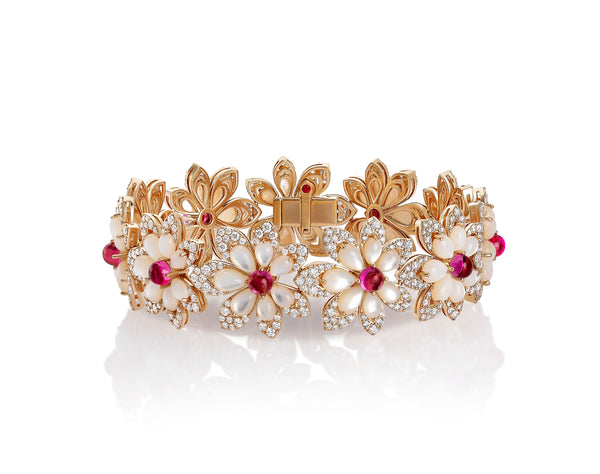 TIARÉ BRACELET WITH MOTHER OF PEARL, RUBELLITE AND DIAMONDS