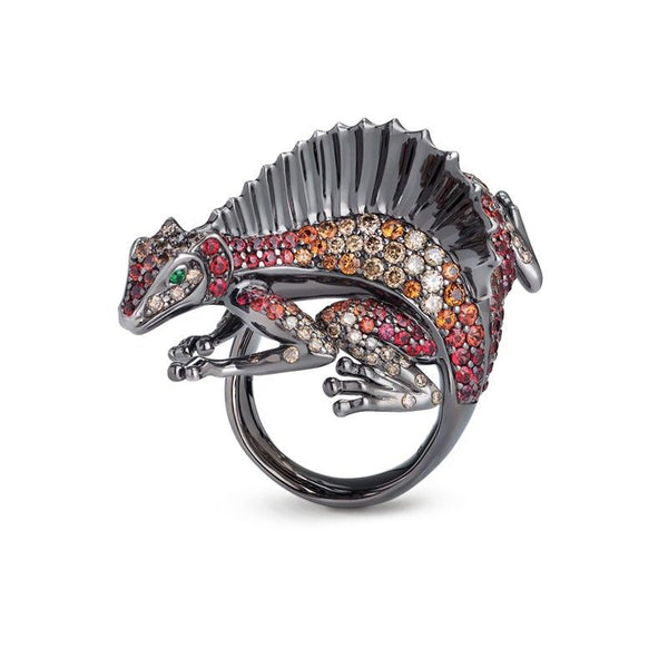 RING  COLOURED STONES  ANIMALIER