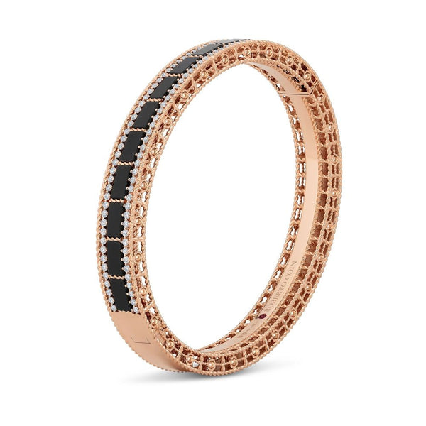 BRACCIALE RIGIDO ART DECO CON GIADA NERA E DIAMANTI