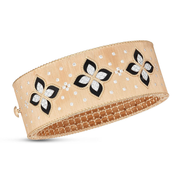 BRACCIALE PRINCESS FLOWER CON DIAMANTI E GIADA NERA