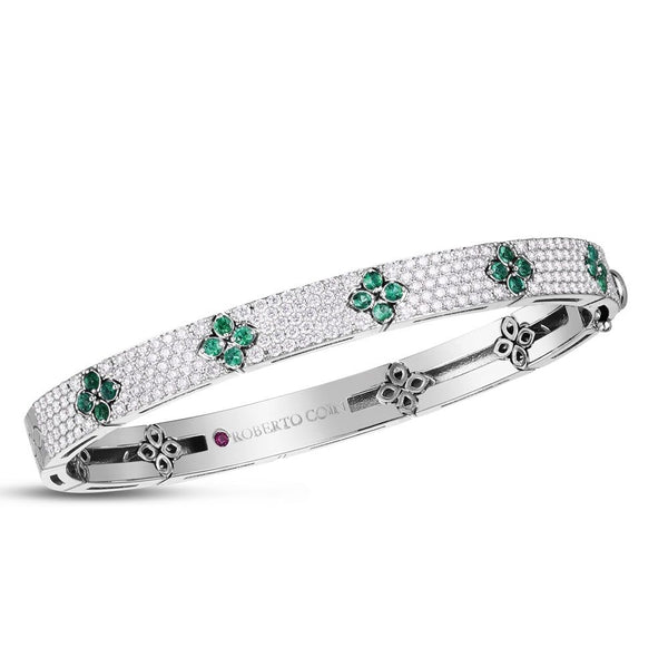 BRACCIALE RIGIDO LOVE IN VERONA CON DIAMANTI E SMERALDI