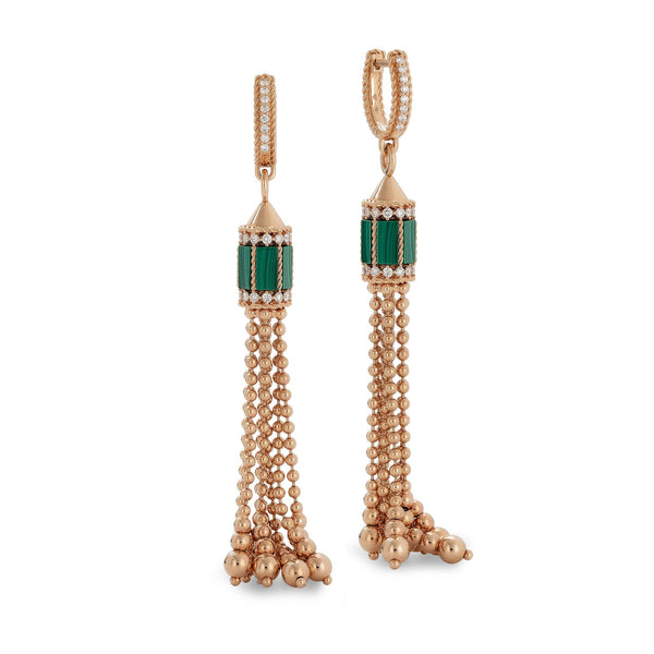 ORECCHINI ART DECO CON MALACHITE E DIAMANTI