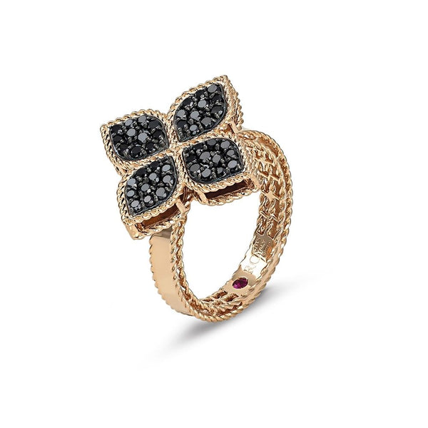 ANELLO PRINCESS FLOWER CON DIAMANTI NERI